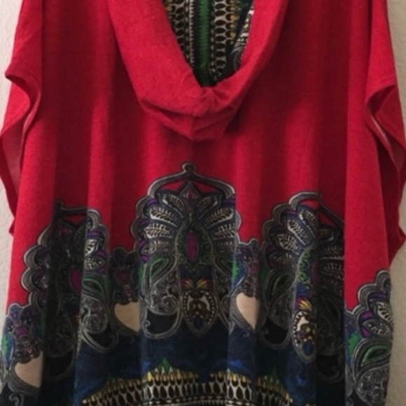 Davi & Dani Poncho one size Ted boho paisley poncho jacket - Picture 6 of 6